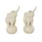 10.5" White Ceramic Elephant Trumpeting Decorative Sculpture with Round Base Set